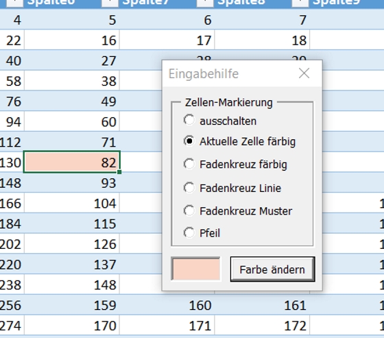 Anzeigehilfe "Zelle färbig"