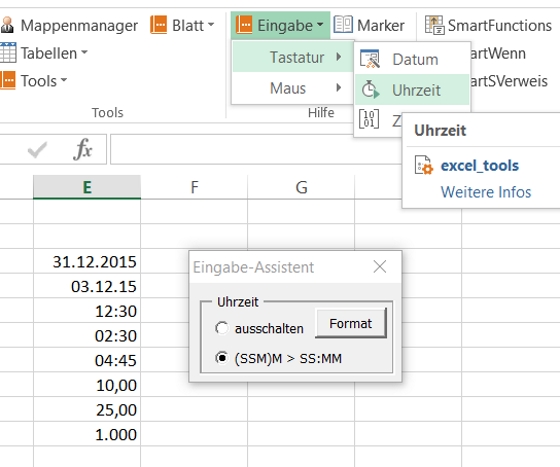 Eingabehilfe "Uhrzeit"