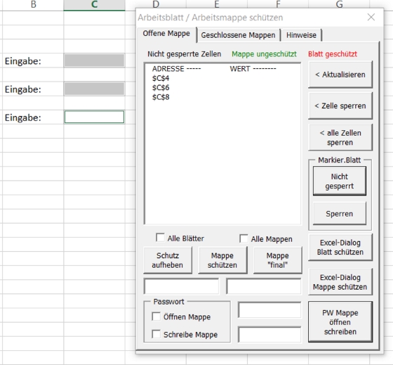 Mappen/Blätter schützen