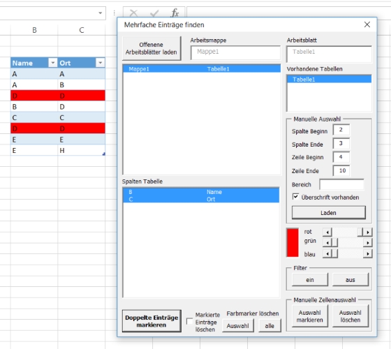 Tabellen doppelte Einträge