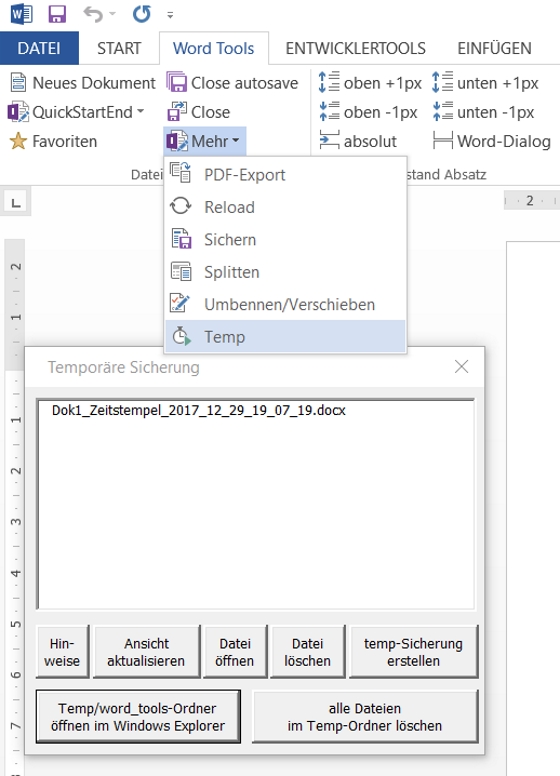 temporäre Sicherung